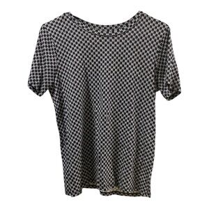 Michael Kors Black White Short Sleeve Top Women’s Size M Signature Chain Design